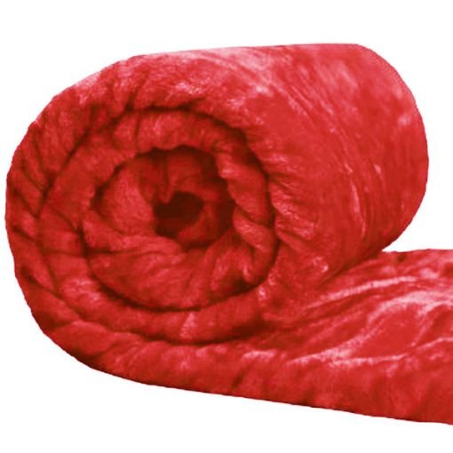 Red - Fleece Faux Fur Roll Mink Throw Bed Blanket