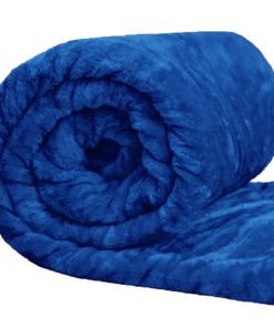 Blue - Fleece Faux Fur Roll Mink Throw Bed Blanket