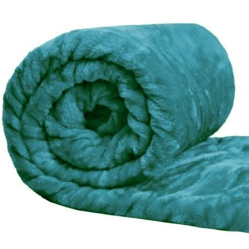 Teal - Fleece Faux Fur Roll Mink Throw Bed Blanket