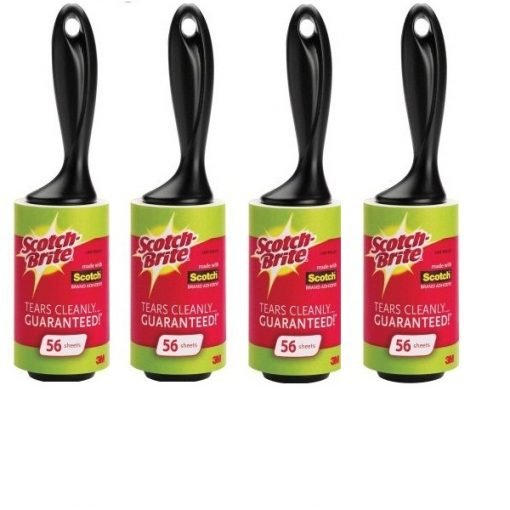 Scotch-Brite 4 Pack Pet Dog Cat Hair Clothes Lint Roller Sticky Remover