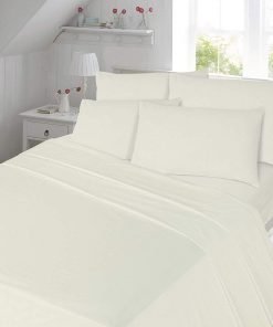 CREAM 100% Brushed Cotton Thermal Flannelette Sheet Set
