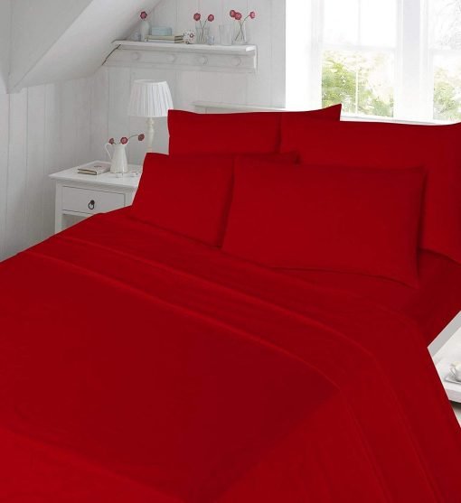 RED 100% Brushed Cotton Thermal Flannelette Sheet Set